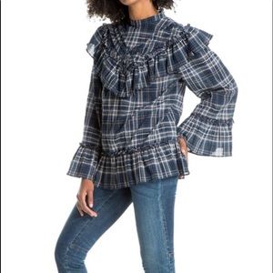 Max Studio Ruffle Knit Blouse Size M